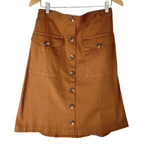Vintage 70s‎ Du Jour Utility A-Line Skirt Women Size M Copper Elastic Waist Fall